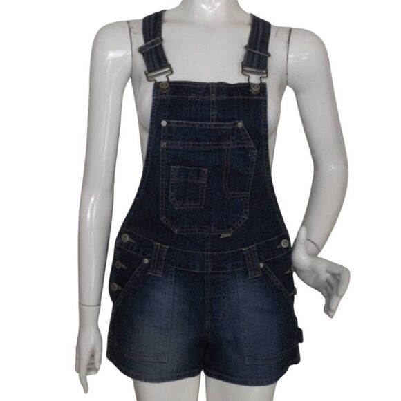 Steve Hardy SQUEEZE Short-alls/Shorts, 7/8, Bib front, Pockets, Dark Blue wash - Picture 1 of 11